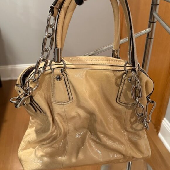 Coach Kristin Creme Patent Leather Satchel Shoulder Bag 16016- RARE COLOR - Picture 3 of 7